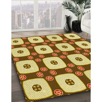 Patterned Mahogany Brown Rug, pat695yw