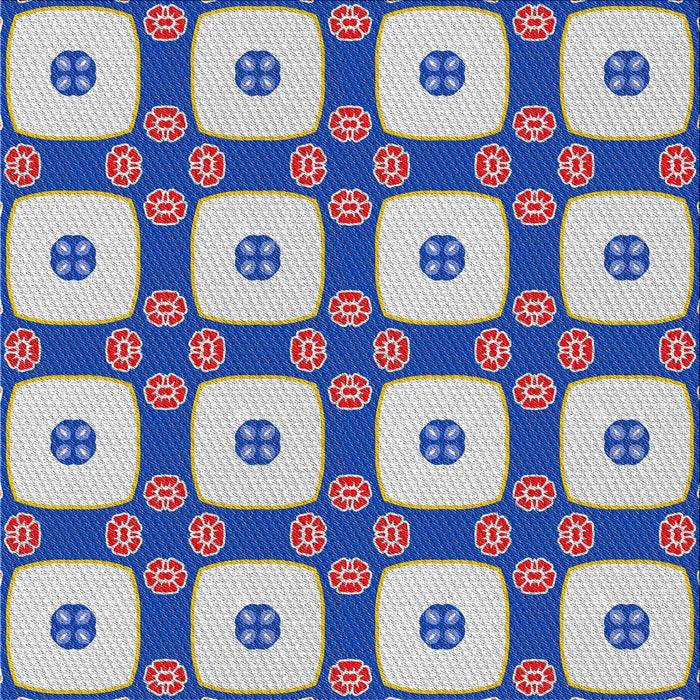 Square Patterned Dark White Beige Novelty Rug, pat695