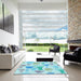 Machine Washable Transitional Blue Rug in a Kitchen, wshpat696lblu