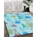 Patterned Blue Rug in Family Room, pat696lblu