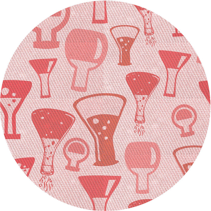 Square Patterned Light Red Pink Rug, pat696rd