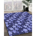 Machine Washable Transitional Sky Blue Rug in a Family Room, wshpat697blu