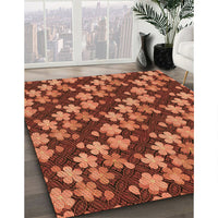 Patterned Bright Orange Rug, pat697org