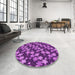 Round Patterned Dark Magenta Purple Rug in a Office, pat697pur