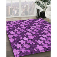 Patterned Dark Magenta Purple Rug, pat697pur