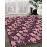 Patterned Blush Red Pink Novelty Rug, pat697