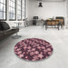 Round Patterned Blush Red Pink Novelty Rug in a Office, pat697