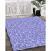 Machine Washable Transitional Light Slate Blue Rug in a Family Room, wshpat698blu