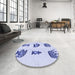 Round Patterned Lavender Blue Rug in a Office, pat699blu