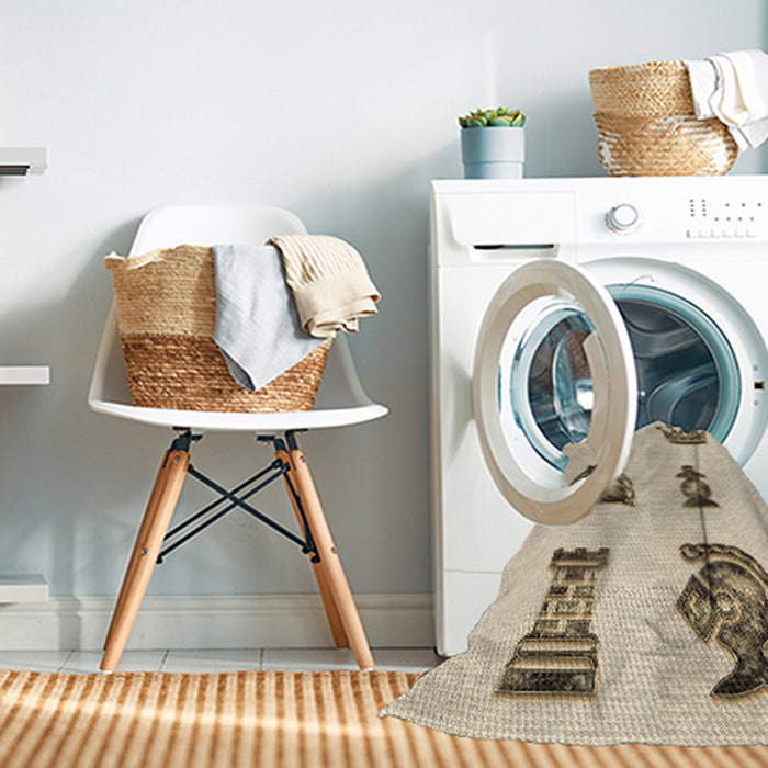 Machine Washable Transitional Wheat Beige Rug in a Washing Machine, wshpat699brn