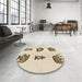 Round Patterned Wheat Beige Rug in a Office, pat699brn