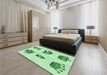 Patterned Mint Green Rug in a Bedroom, pat699grn