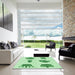 Square Patterned Mint Green Rug in a Living Room, pat699grn