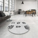 Round Patterned Platinum Gray Rug in a Office, pat699gry