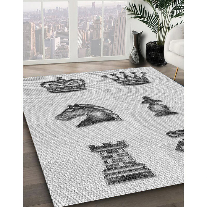 Machine Washable Transitional Platinum Gray Rug in a Family Room, wshpat699gry