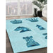 Machine Washable Transitional Electric Blue Rug in a Family Room, wshpat699lblu