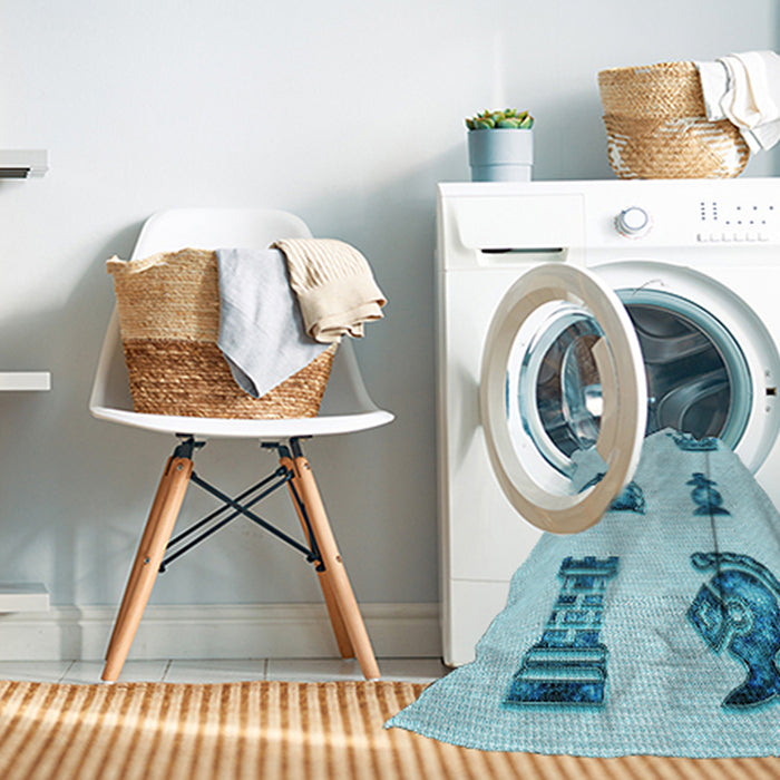 Machine Washable Transitional Electric Blue Rug in a Washing Machine, wshpat699lblu