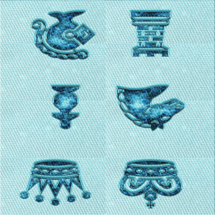 Round Patterned Electric Blue Rug, pat699lblu