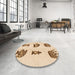 Round Patterned Bronze Brown Rug in a Office, pat699org