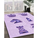 Patterned Purple Rug in Family Room, pat699pur