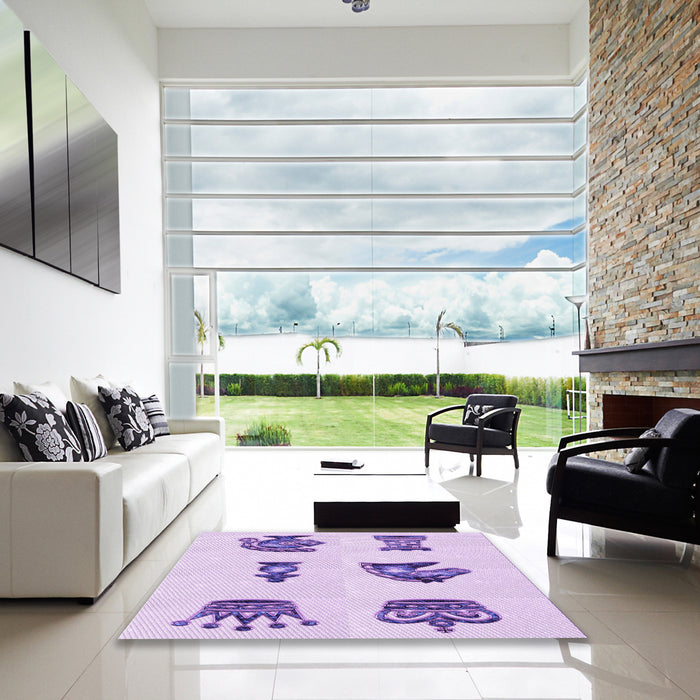 Machine Washable Transitional Purple Rug in a Kitchen, wshpat699pur