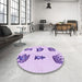 Round Patterned Purple Rug in a Office, pat699pur