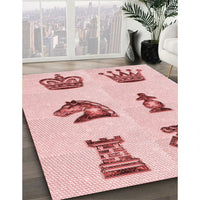 Patterned Light Rose Pink Rug, pat699rd