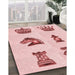 Patterned Light Rose Pink Rug in Family Room, pat699rd