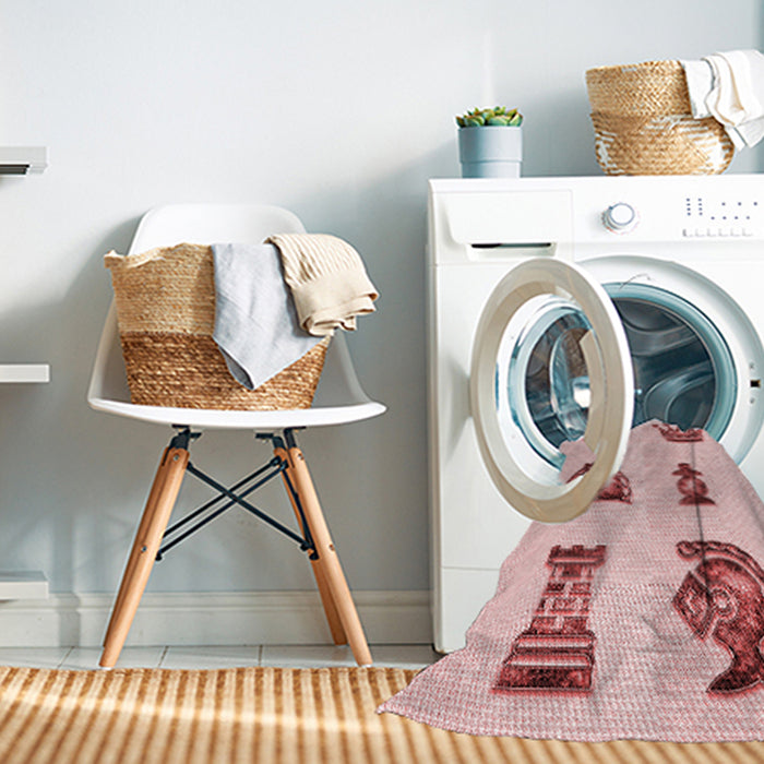 Machine Washable Transitional Light Rose Pink Rug in a Washing Machine, wshpat699rd