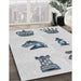 Patterned Silver Gray Novelty Rug in Family Room, pat699