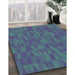 Patterned Blue Novelty Rug in Family Room, pat69