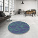 Round Patterned Blue Novelty Rug in a Office, pat69