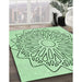 Patterned Mint Green Rug in Family Room, pat7grn