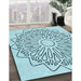 Machine Washable Transitional Seafoam Green Rug in a Family Room, wshpat7lblu