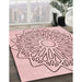 Patterned Pink Rug in Family Room, pat7rd