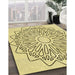 Patterned Sun Yellow Rug in Family Room, pat7yw