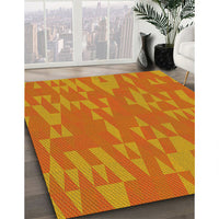 Patterned Scarlet Red Rug, pat70yw