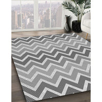 Patterned Platinum Silver Gray Rug, pat700gry