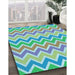 Patterned Green Rug in Family Room, pat700lblu