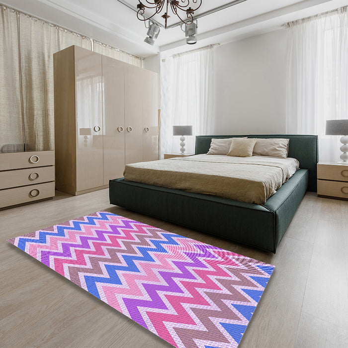 Patterned Mauve Purple Rug in a Bedroom, pat700pur