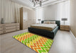 Patterned Green Rug in a Bedroom, pat700yw