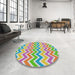 Round Patterned Pale Green Novelty Rug in a Office, pat700