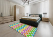 Patterned Pale Green Novelty Rug in a Bedroom, pat700