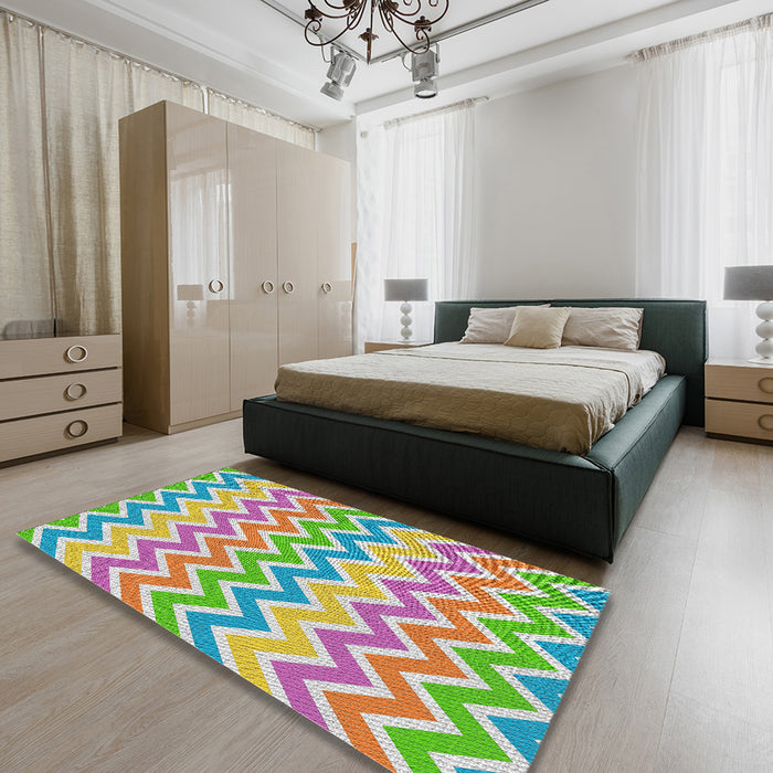 Patterned Pale Green Novelty Rug in a Bedroom, pat700