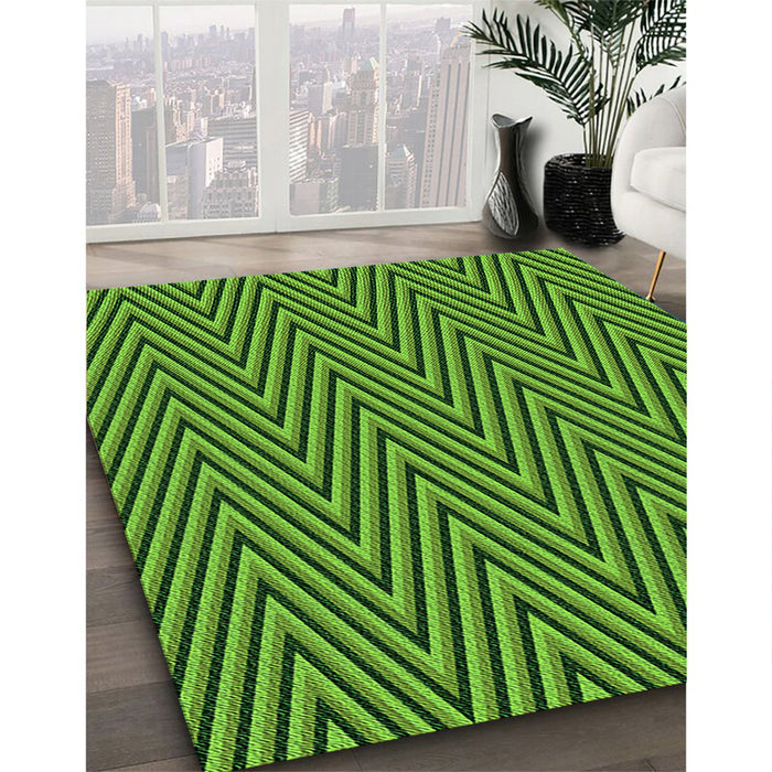 Patterned Deep Emerald Green Rug in Family Room, pat701grn