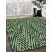 Patterned Green Rug in Family Room, pat701lblu