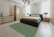 Patterned Green Rug in a Bedroom, pat701lblu