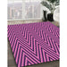 Machine Washable Transitional Dark Magenta Purple Rug in a Family Room, wshpat701pur