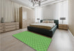 Patterned Dark Lime Green Rug in a Bedroom, pat702grn