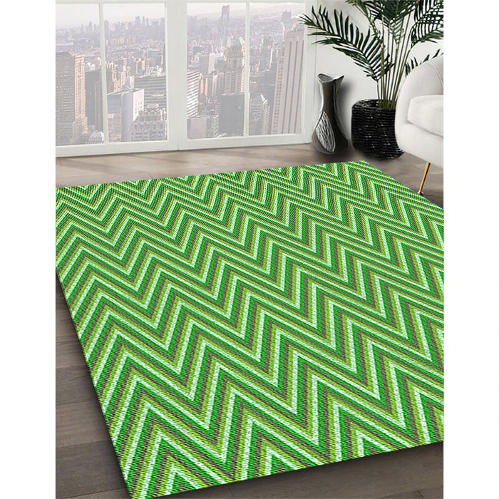 Patterned Dark Lime Green Rug in Family Room, pat702grn